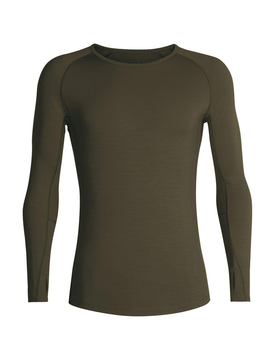 Icebreaker BodyfitZone™ Merino 200 Zone Long Sleeve Thermal Crewe Top Miesten Base Layers Oliivinvihreä | FI 1355DFMN